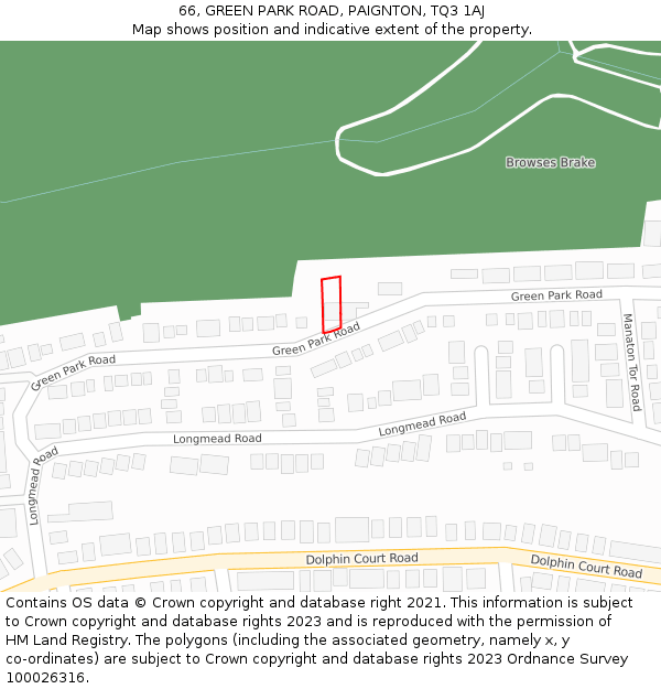 66, GREEN PARK ROAD, PAIGNTON, TQ3 1AJ: Location map and indicative extent of plot
