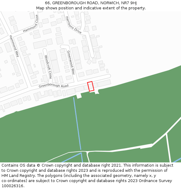 66, GREENBOROUGH ROAD, NORWICH, NR7 9HJ: Location map and indicative extent of plot