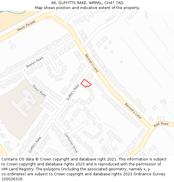 66, GUFFITTS RAKE, WIRRAL, CH47 7AD: Location map and indicative extent of plot