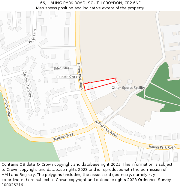 66, HALING PARK ROAD, SOUTH CROYDON, CR2 6NF: Location map and indicative extent of plot