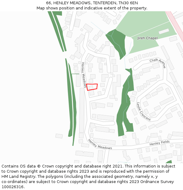 66, HENLEY MEADOWS, TENTERDEN, TN30 6EN: Location map and indicative extent of plot