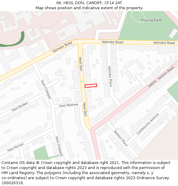 66, HEOL DON, CARDIFF, CF14 2AT: Location map and indicative extent of plot