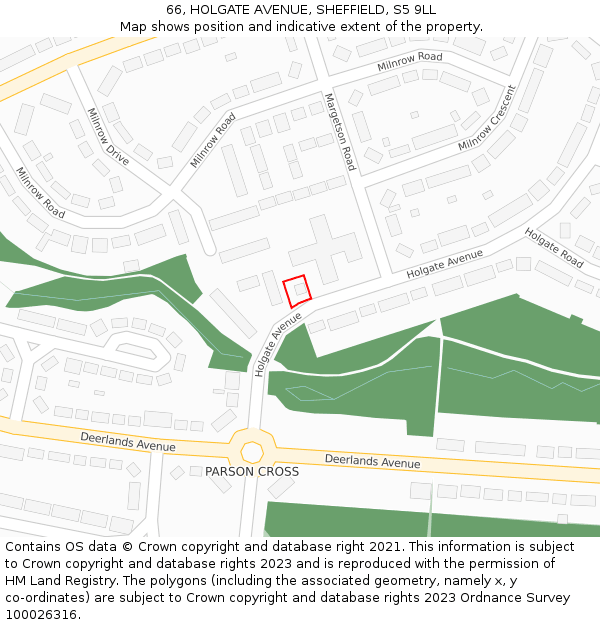 66, HOLGATE AVENUE, SHEFFIELD, S5 9LL: Location map and indicative extent of plot