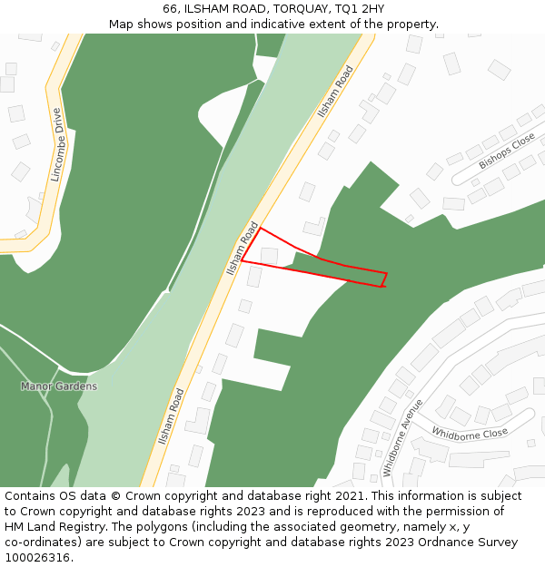 66, ILSHAM ROAD, TORQUAY, TQ1 2HY: Location map and indicative extent of plot