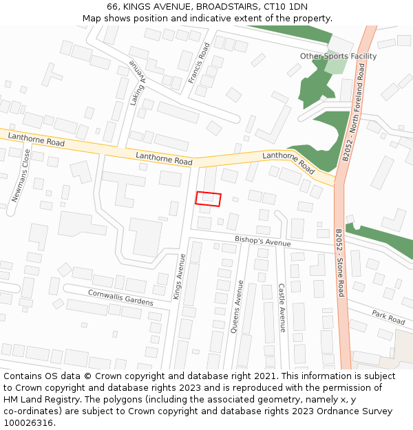 66, KINGS AVENUE, BROADSTAIRS, CT10 1DN: Location map and indicative extent of plot