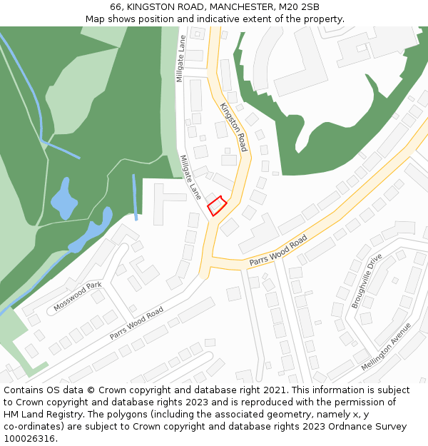 66, KINGSTON ROAD, MANCHESTER, M20 2SB: Location map and indicative extent of plot