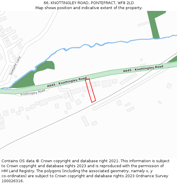 66, KNOTTINGLEY ROAD, PONTEFRACT, WF8 2LD: Location map and indicative extent of plot