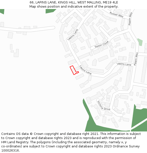 66, LAPINS LANE, KINGS HILL, WEST MALLING, ME19 4LE: Location map and indicative extent of plot