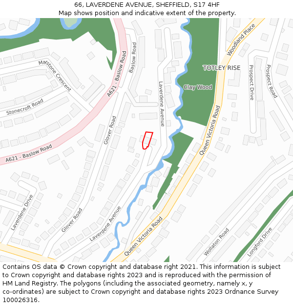 66, LAVERDENE AVENUE, SHEFFIELD, S17 4HF: Location map and indicative extent of plot