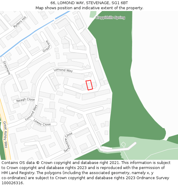 66, LOMOND WAY, STEVENAGE, SG1 6BT: Location map and indicative extent of plot