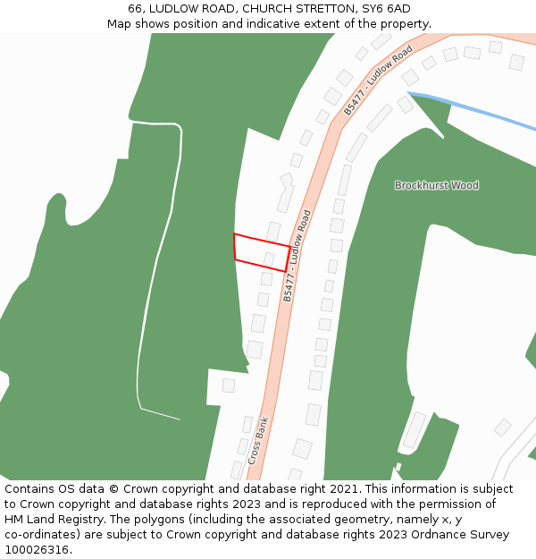 66, LUDLOW ROAD, CHURCH STRETTON, SY6 6AD: Location map and indicative extent of plot