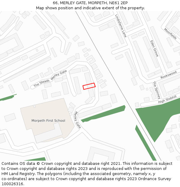 66, MERLEY GATE, MORPETH, NE61 2EP: Location map and indicative extent of plot