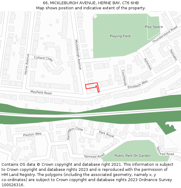 66, MICKLEBURGH AVENUE, HERNE BAY, CT6 6HB: Location map and indicative extent of plot