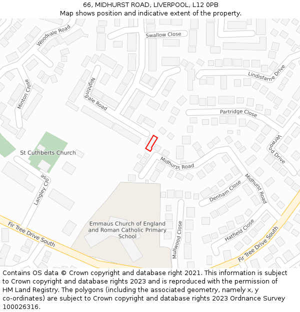 66, MIDHURST ROAD, LIVERPOOL, L12 0PB: Location map and indicative extent of plot