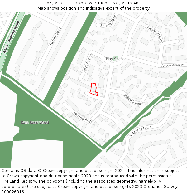 66, MITCHELL ROAD, WEST MALLING, ME19 4RE: Location map and indicative extent of plot