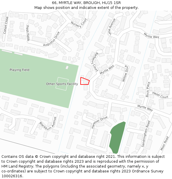 66, MYRTLE WAY, BROUGH, HU15 1SR: Location map and indicative extent of plot