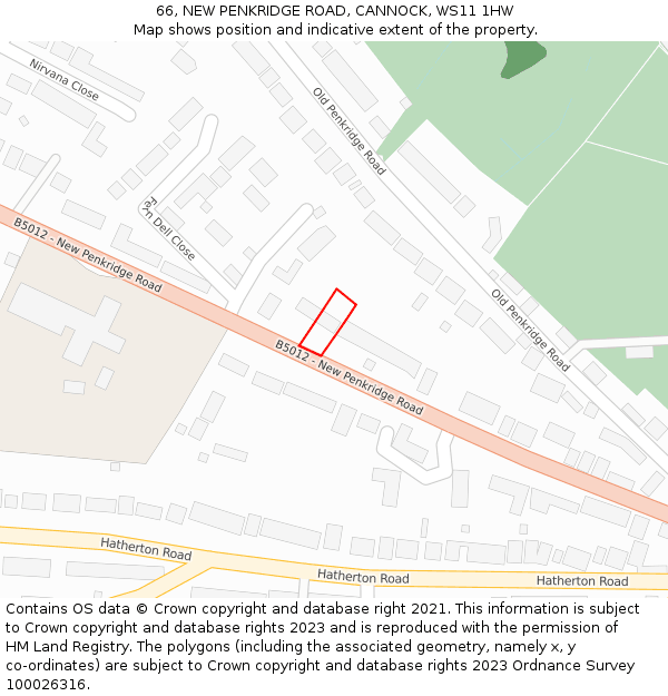 66, NEW PENKRIDGE ROAD, CANNOCK, WS11 1HW: Location map and indicative extent of plot