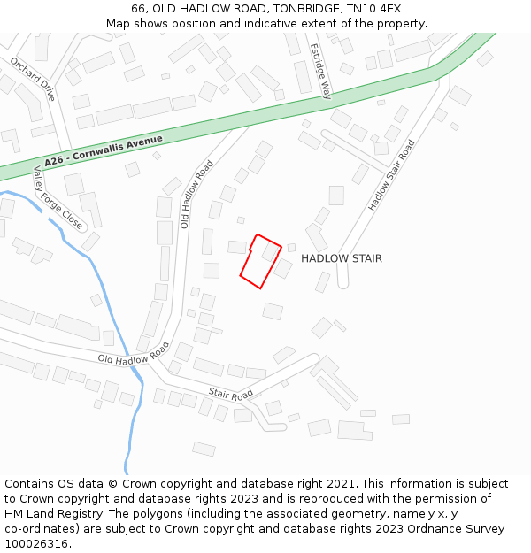 66, OLD HADLOW ROAD, TONBRIDGE, TN10 4EX: Location map and indicative extent of plot