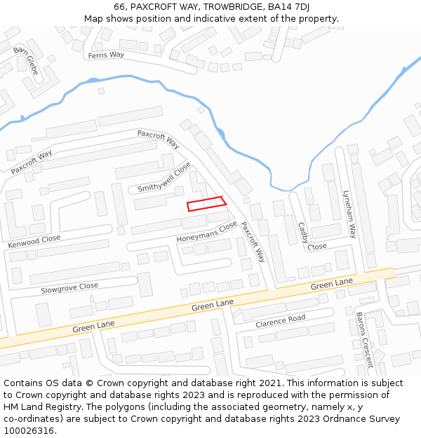 66, PAXCROFT WAY, TROWBRIDGE, BA14 7DJ: Location map and indicative extent of plot