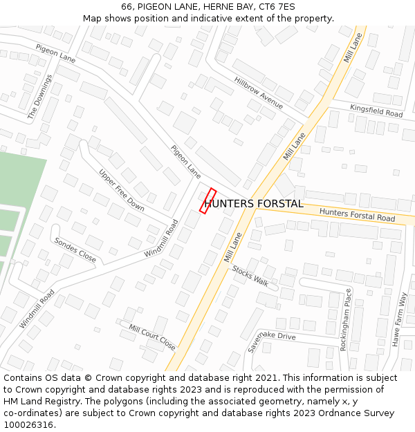 66, PIGEON LANE, HERNE BAY, CT6 7ES: Location map and indicative extent of plot