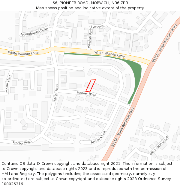 66, PIONEER ROAD, NORWICH, NR6 7PB: Location map and indicative extent of plot