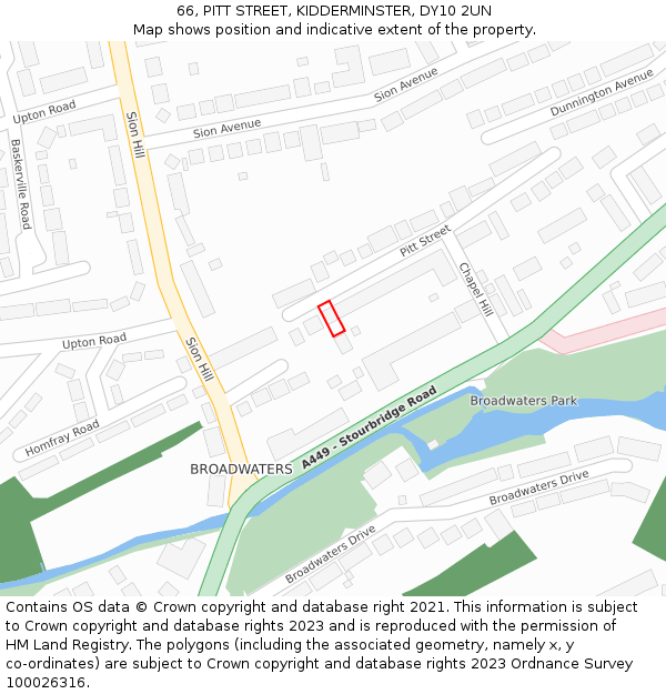 66, PITT STREET, KIDDERMINSTER, DY10 2UN: Location map and indicative extent of plot