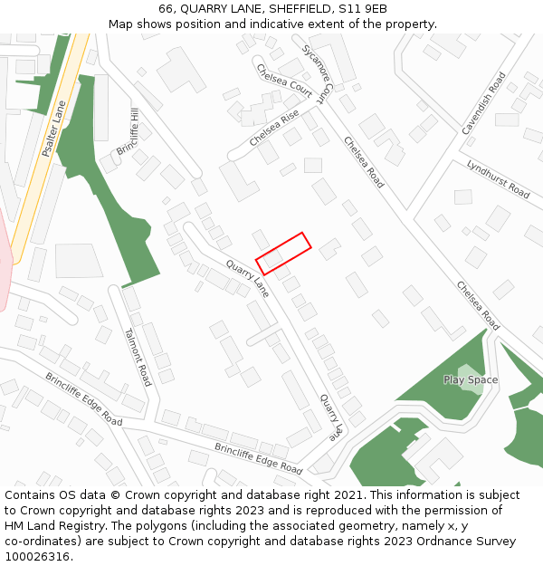 66, QUARRY LANE, SHEFFIELD, S11 9EB: Location map and indicative extent of plot