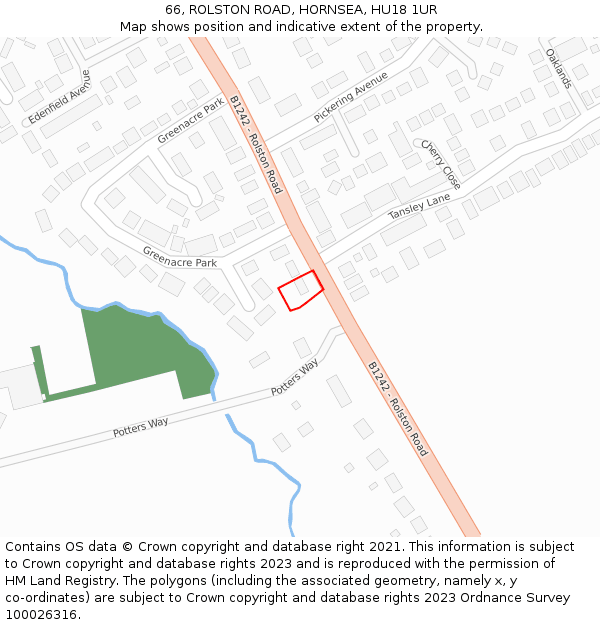 66, ROLSTON ROAD, HORNSEA, HU18 1UR: Location map and indicative extent of plot