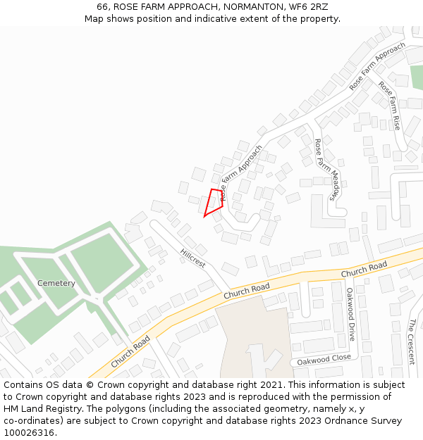 66, ROSE FARM APPROACH, NORMANTON, WF6 2RZ: Location map and indicative extent of plot