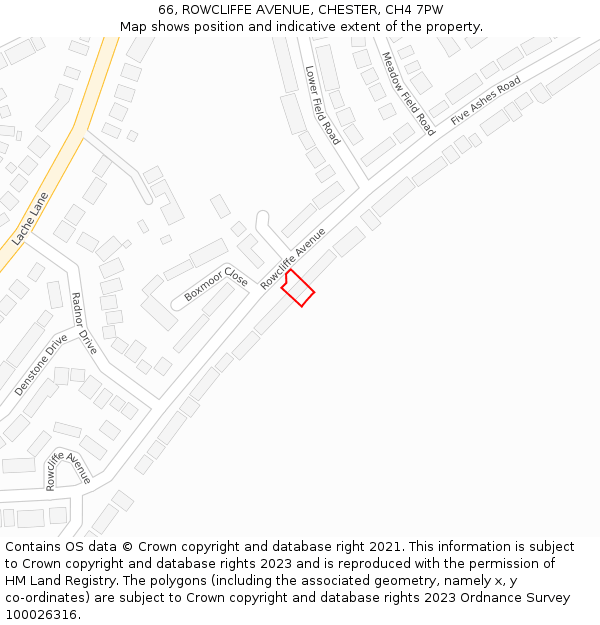 66, ROWCLIFFE AVENUE, CHESTER, CH4 7PW: Location map and indicative extent of plot