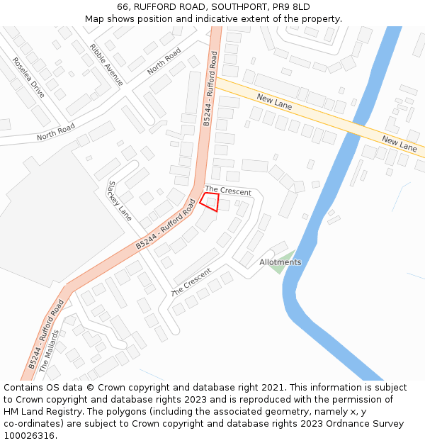 66, RUFFORD ROAD, SOUTHPORT, PR9 8LD: Location map and indicative extent of plot