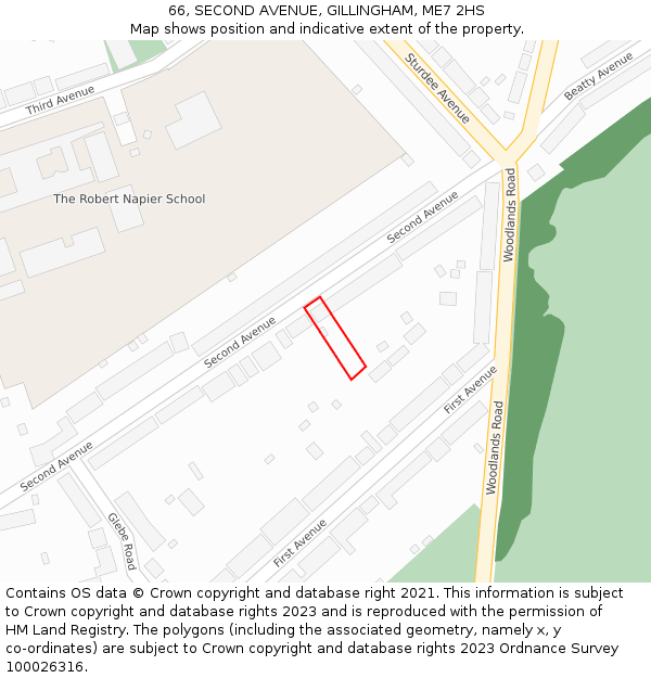 66, SECOND AVENUE, GILLINGHAM, ME7 2HS: Location map and indicative extent of plot