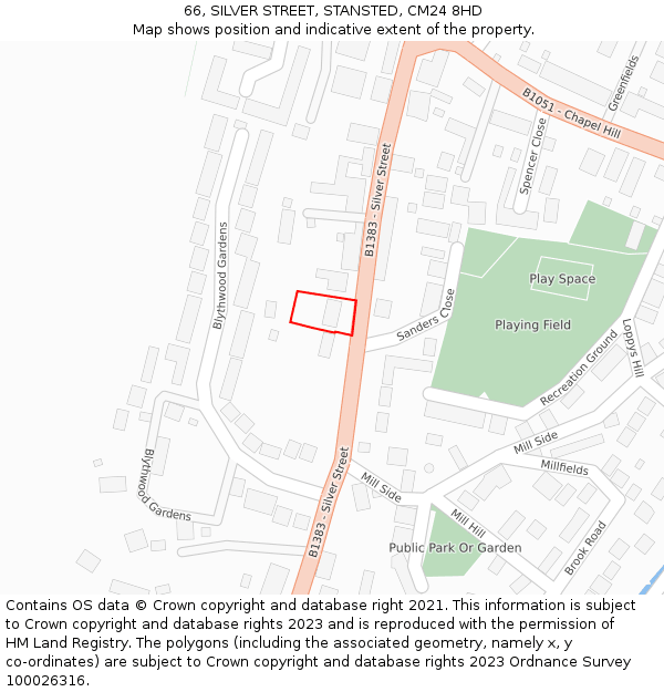 66, SILVER STREET, STANSTED, CM24 8HD: Location map and indicative extent of plot
