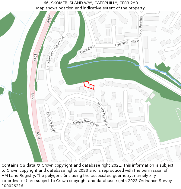 66, SKOMER ISLAND WAY, CAERPHILLY, CF83 2AR: Location map and indicative extent of plot