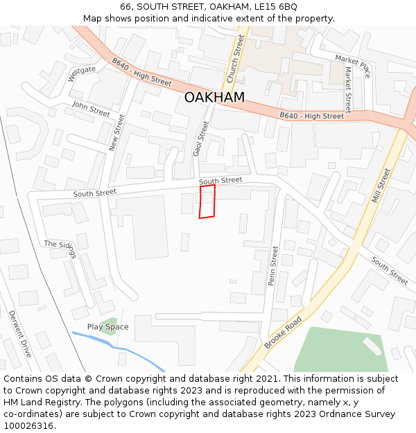 66, SOUTH STREET, OAKHAM, LE15 6BQ: Location map and indicative extent of plot