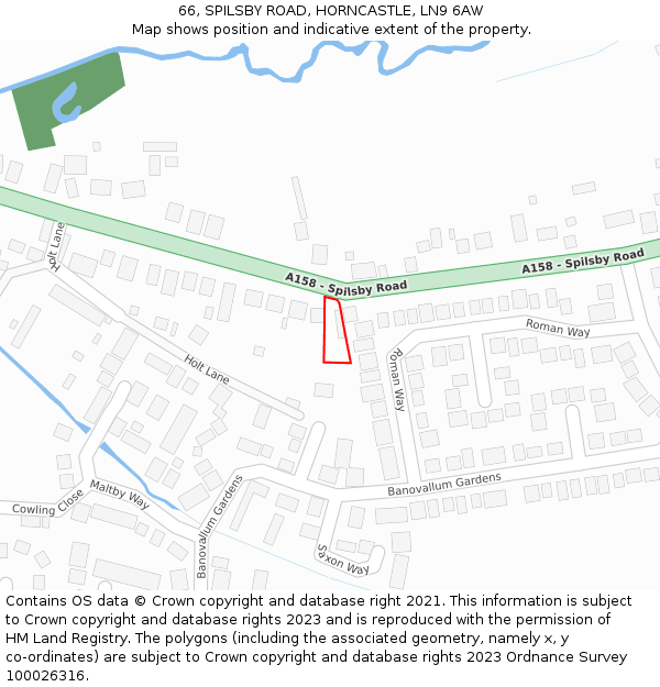 66, SPILSBY ROAD, HORNCASTLE, LN9 6AW: Location map and indicative extent of plot