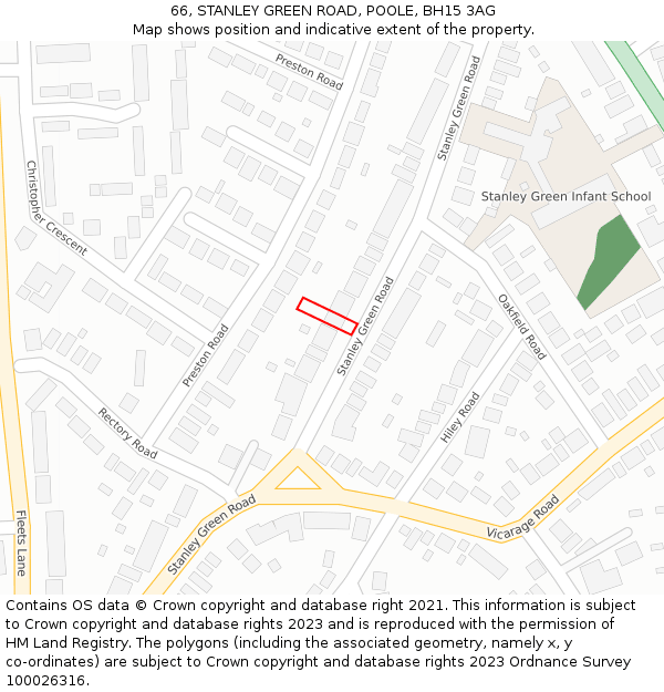 66, STANLEY GREEN ROAD, POOLE, BH15 3AG: Location map and indicative extent of plot