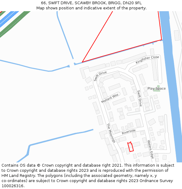 66, SWIFT DRIVE, SCAWBY BROOK, BRIGG, DN20 9FL: Location map and indicative extent of plot