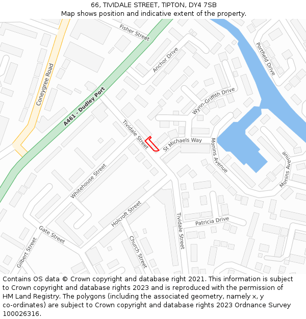 66, TIVIDALE STREET, TIPTON, DY4 7SB: Location map and indicative extent of plot