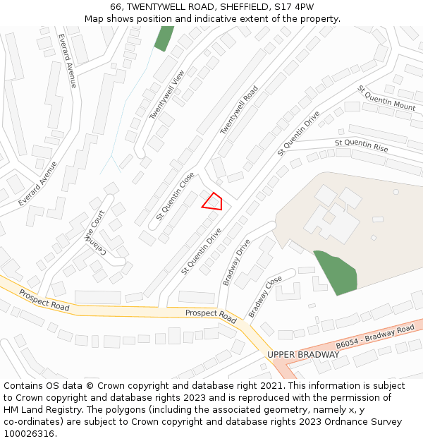 66, TWENTYWELL ROAD, SHEFFIELD, S17 4PW: Location map and indicative extent of plot