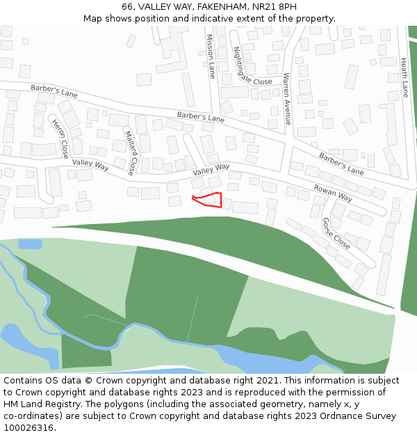 66, VALLEY WAY, FAKENHAM, NR21 8PH: Location map and indicative extent of plot