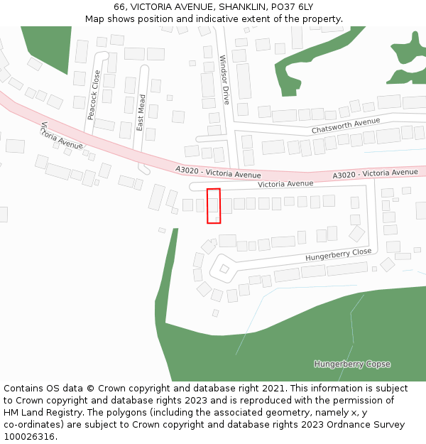 66, VICTORIA AVENUE, SHANKLIN, PO37 6LY: Location map and indicative extent of plot