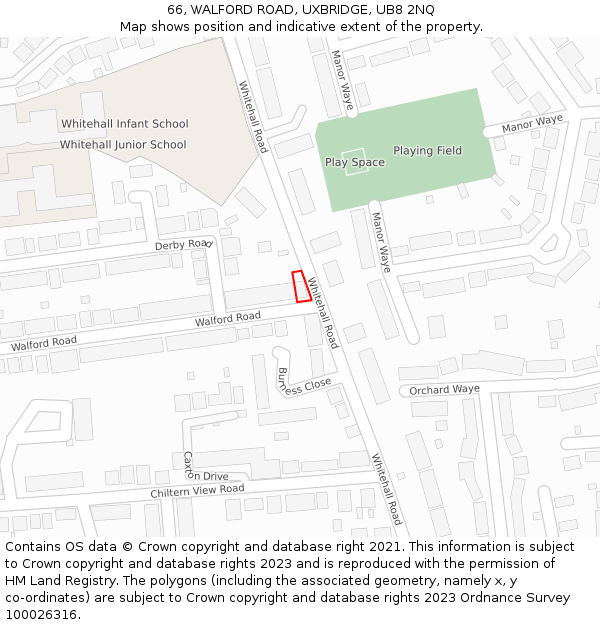 66, WALFORD ROAD, UXBRIDGE, UB8 2NQ: Location map and indicative extent of plot
