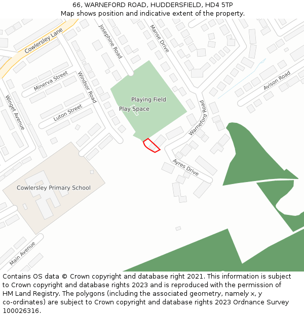 66, WARNEFORD ROAD, HUDDERSFIELD, HD4 5TP: Location map and indicative extent of plot