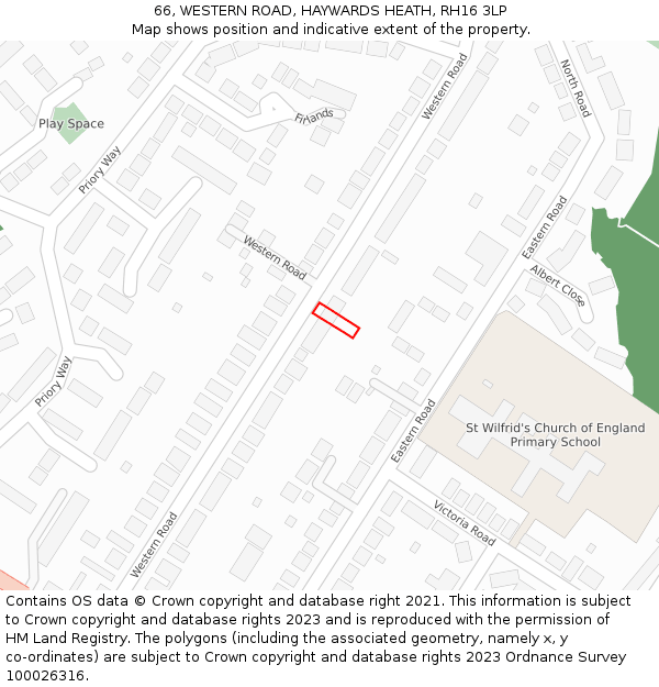 66, WESTERN ROAD, HAYWARDS HEATH, RH16 3LP: Location map and indicative extent of plot