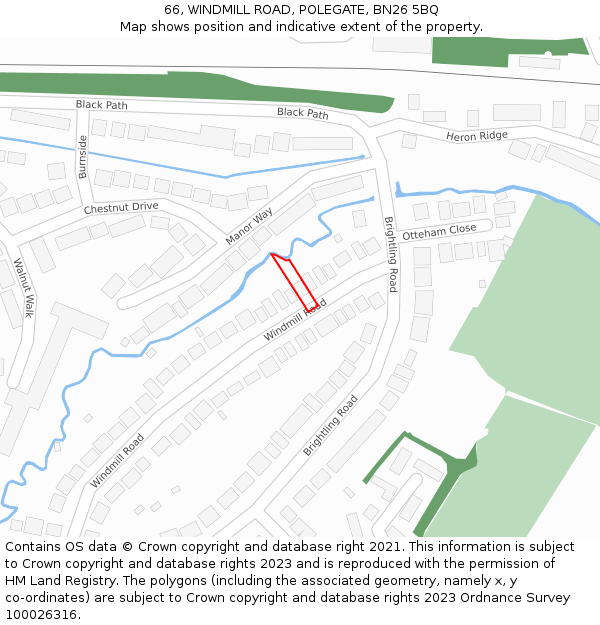 66, WINDMILL ROAD, POLEGATE, BN26 5BQ: Location map and indicative extent of plot