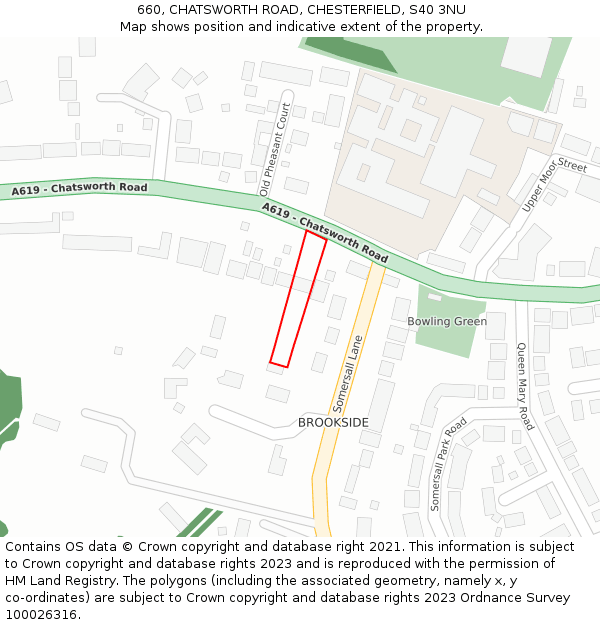 660, CHATSWORTH ROAD, CHESTERFIELD, S40 3NU: Location map and indicative extent of plot