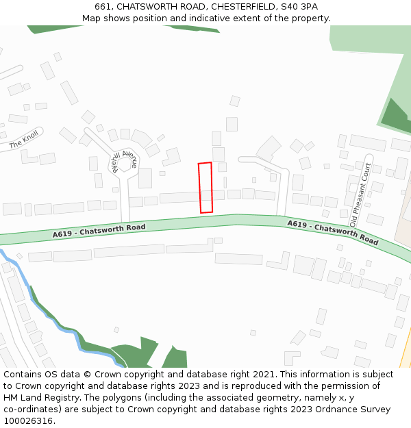 661, CHATSWORTH ROAD, CHESTERFIELD, S40 3PA: Location map and indicative extent of plot