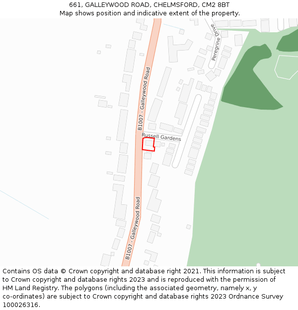 661, GALLEYWOOD ROAD, CHELMSFORD, CM2 8BT: Location map and indicative extent of plot