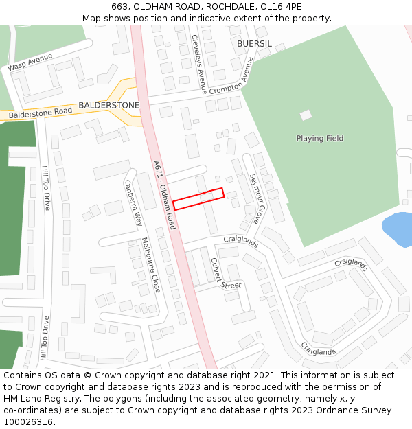 663, OLDHAM ROAD, ROCHDALE, OL16 4PE: Location map and indicative extent of plot